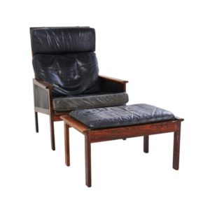 Danish Capella Lounge Chair with Ottoman by Illum Wikkelsø for Niels Eilersen, 1950s