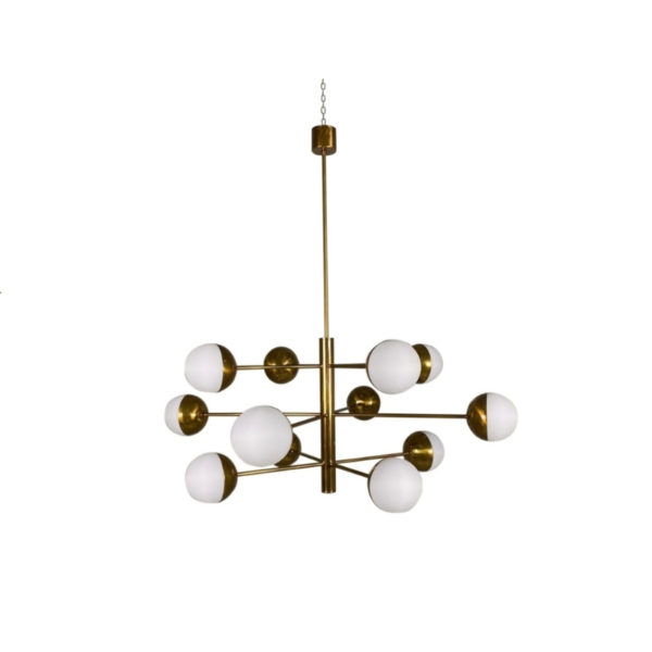 Stilnovo Mid-Century Brass Globe Chandelier