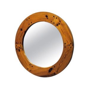 Luxus Round Wall pine mirror 96cmD by Uno & Östen Kristiansson 1950`s Sweden