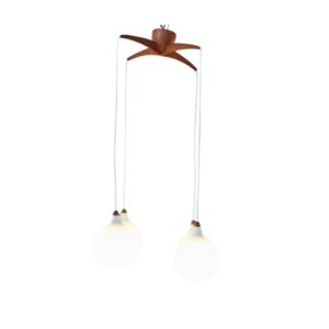 Satin Pendant with Teak Top by Uno & Östen Kristiansson for Luxus, 1960s