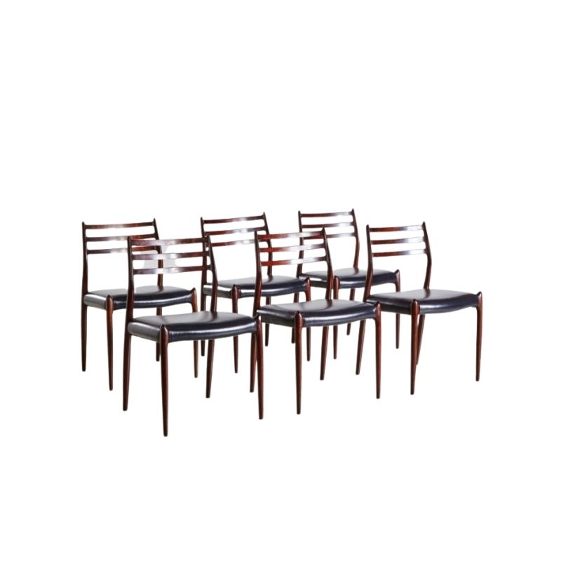 Set of 6 Modell 78 Rosewood Dining Chairs by Niels Otto Møller for J.L. Møllers Møbelfabrik, 1960s Set of 6