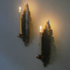 Danish pair of Brass brutalist wall candle holders by Svend Aage Holm-Sørensen, 1960s