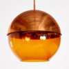 Amber Glass Pendant with Hemispherical Copper Shade, 1950s