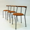 Set of six brown Leather seat dining stools by Jerry Hellström, Sweden 1988