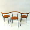 Set of six brown Leather seat dining stools by Jerry Hellström, Sweden 1988