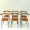Set of six brown Leather seat dining stools by Jerry Hellström, Sweden 1988