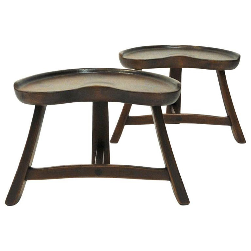 Norwegian Pine stool pair from Krogenæs Møbler 1970s