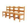1970’s set of chairs in pine wood with straw seat