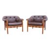 2 x Arne Norell teak and leather armchairs for Coja, 1960s