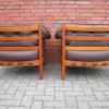 2 x Arne Norell teak and leather armchairs for Coja, 1960s