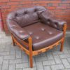 2 x Arne Norell teak and leather armchairs for Coja, 1960s