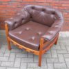 2 x Arne Norell teak and leather armchairs for Coja, 1960s