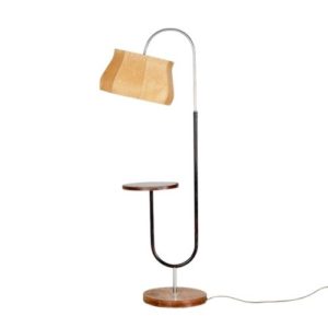 Art Deco Metal and Wood Floor Lamp by Jindřich Halabala for UP Závody, 1930s