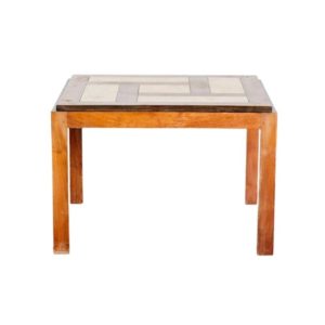 Coffee Table with Wood and Marble Inlay