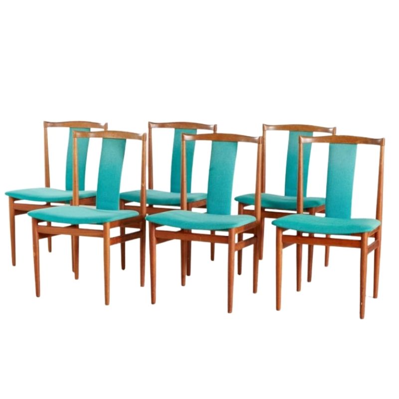 Danish Teak Dining Chairs By Henning Sorensen For Danex 1960s Set Of 6 Design Addict Chairs Stools