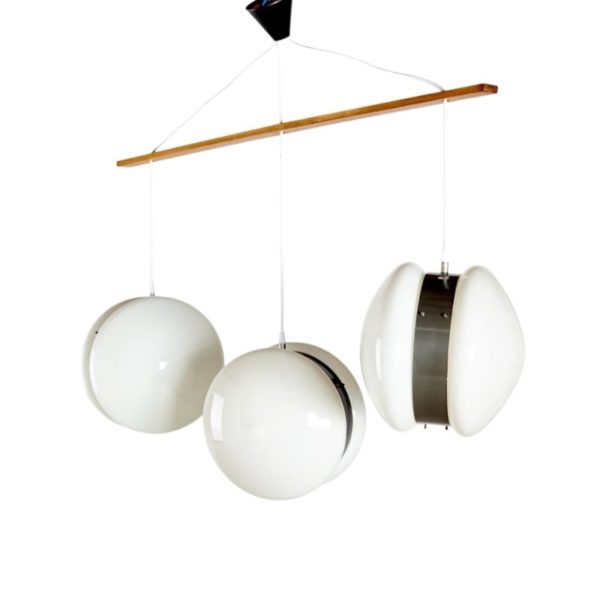 Frosted Glass Pendant Lamp, 1980s
