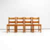 1970’s set of chairs in pine wood with straw seat