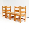 1970’s set of chairs in pine wood with straw seat