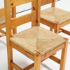 1970’s set of chairs in pine wood with straw seat