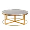 Golden Framed Round Glass Coffee Table and Nesting Tables Set, 1960s, Set of 5
