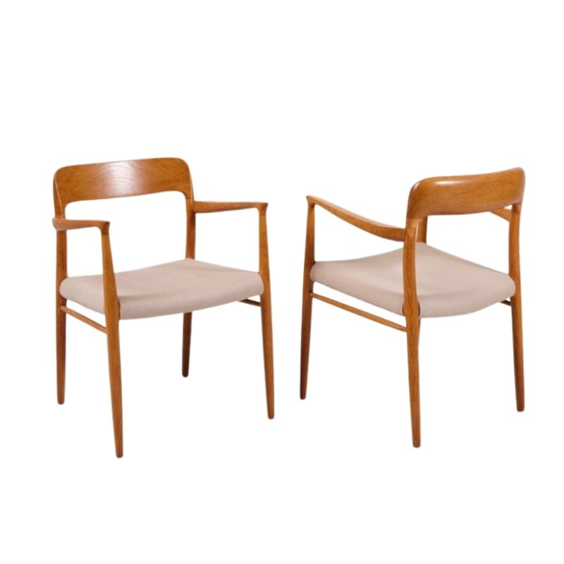 Model 75 Armchairs by Niels Otto Møller for J.L. Møllers, 1950s, Set of 2