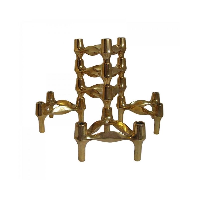 Set Of 6 , Germany 1970s ” BMF ” Gold Edition Modular Candle Holders Designed By Fritz Nagel & Ceasar Stoffi. BMF