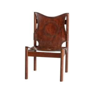 Vintage Leather Lounge Chair with Folkloric Motifs, 1976