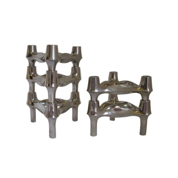 Set Of 5 , 1970s " Bmf " Modular Candle Holders Designed By Fritz Nagel & Ceasar Stoffi