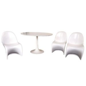3 Panton Chairs by Herman Miller & 1 Tulip Table (1971)