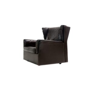 Midcentury leather wingback lounge- or clubchair