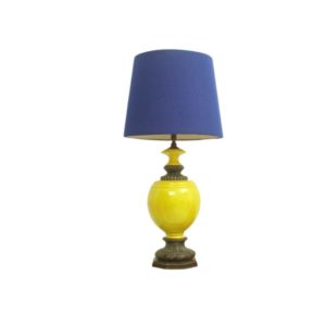 Huge Italian Ceramic & Fabric Desk Or Floor Lamp, 1970s