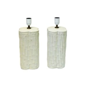 Pair of great beige Italian ceramic tablelamps 1980s