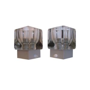 Pair Of Wall Lamps In Aluminum And Glass From Peill & Putzler, 1970s