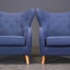 Pair of Vintage Danish Armchairs with Footstools