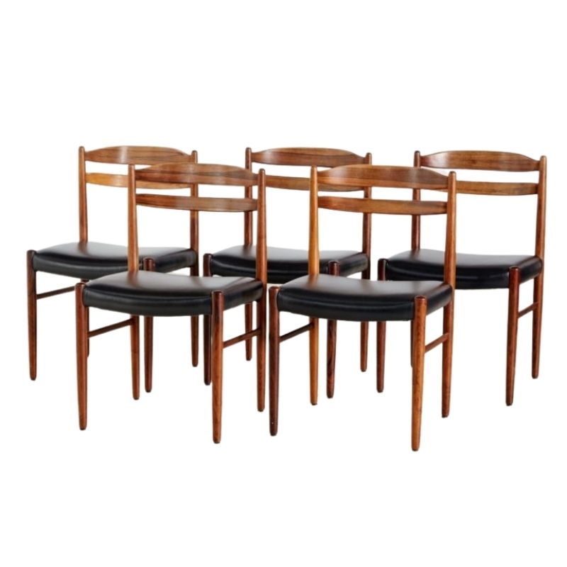 Set of 5 Rosewood Dining Chairs by Carl Ekström for Albin Johansson & Söner, 1960s