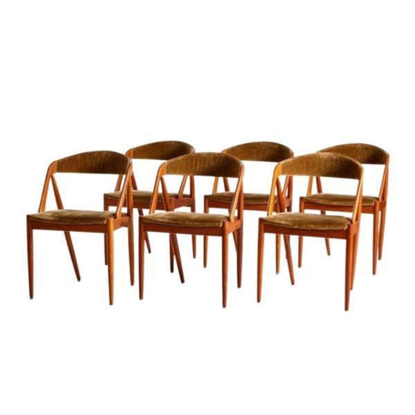 Set of 6 Model 31 Velvet Chairs by Kai Kristiansen