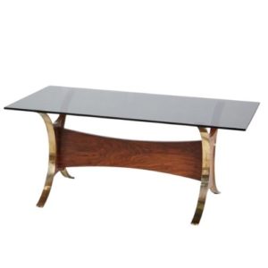 Smoked Glass and Rosewood Coffee Table, 1960s