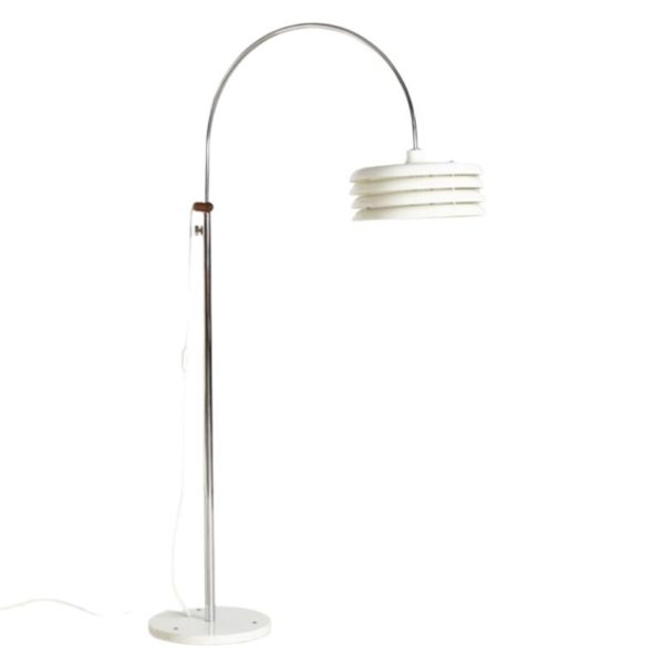 White Chrome Plated Floor Lamp by Tamás Borsfay, 1970s