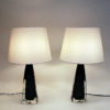 Black glass tablelamp pair RD1323 by Carl Fagerlund for Orrefors, Sweden 1960s