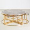 Golden Framed Round Glass Coffee Table and Nesting Tables Set, 1960s, Set of 5