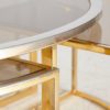 Golden Framed Round Glass Coffee Table and Nesting Tables Set, 1960s, Set of 5