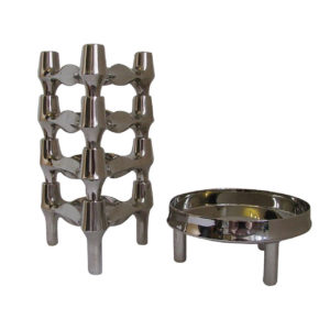 Set Of 5 , 1970s Bmf Silver Edition Modular Candle Holders Designed By Fritz Nagel & Ceasar Stoffi Germany