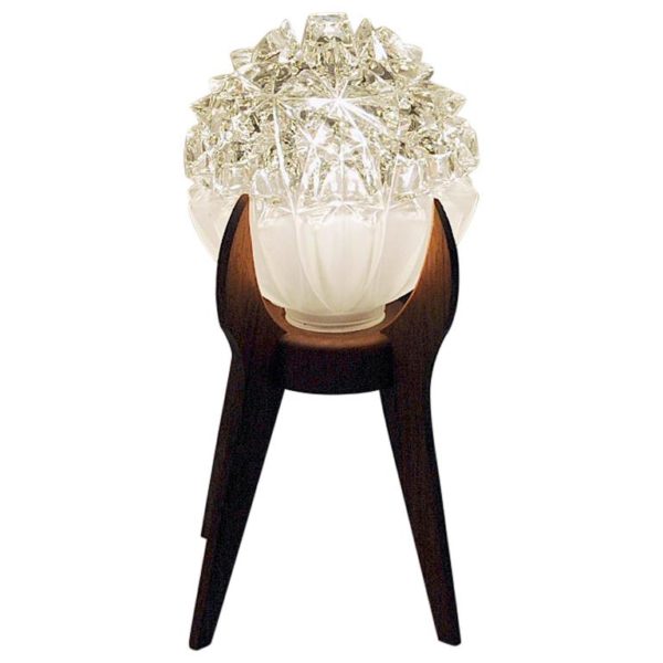 Norwegian glass top and teak table lamp 1950s