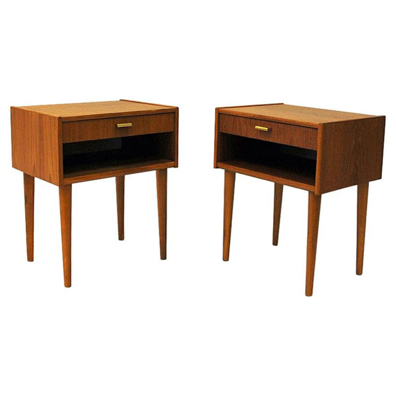 Midcentury Teak night tables pair from Sweden 1950/60s