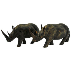 Beautiful grey vintage Rhino pair of wood 1940s