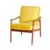 Danish Teak Armchair with New Yellow Velvet Upholstery, 1960s