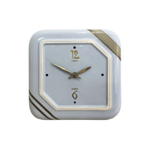 Handarbeit Ceramic Wall Clock Blue Gold Leaf Vintage German Bohemian 1960s