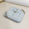 Handarbeit Ceramic Wall Clock Blue Gold Leaf Vintage German Bohemian 1960s
