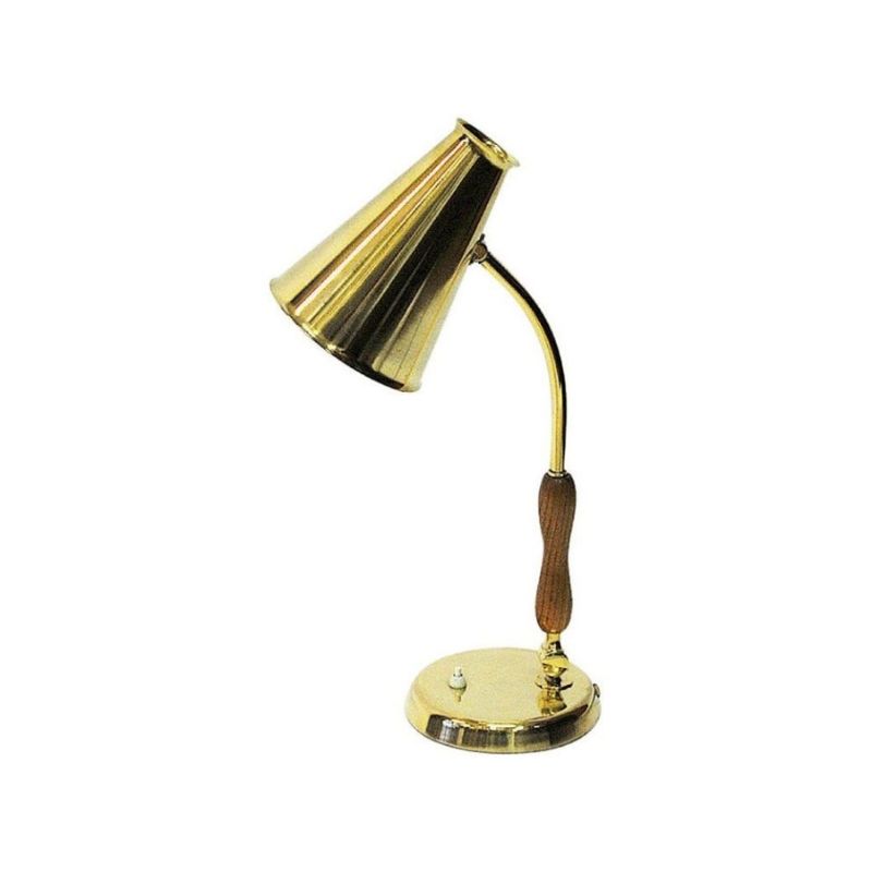 Oak and brass table and desk lamp by Asea, Sweden 1950s