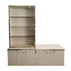 Zevi Brass Display Unit Cabinet 70s Hollywood Regency Midcentury Glass Vintage